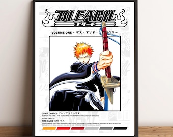 Póster del manga Bleach Volumen 1 / Lámina minimalista de manga y anime (A4/A3)