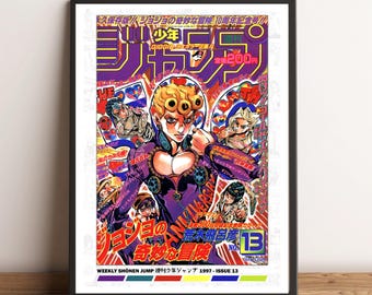 Impresión de póster de portada de la Shonen Jump de JoJo's Bizarre Adventure (Golden Wind), número 13 de 1997