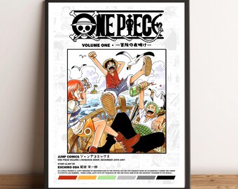 Póster de One Piece Volumen 1 / Lámina minimalista de manga y anime (A4/A3)