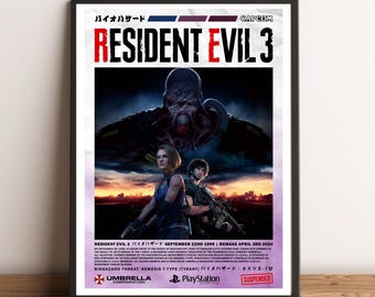 Impresión del póster de la portada de Resident Evil 3 Nemesis