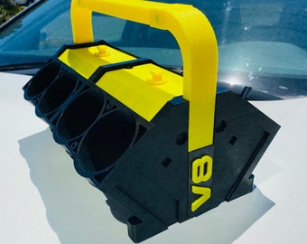 Presente para entusiasta de carros - Cooler para cerveja/refrigerante com capacidade para 8 latas em formato de motor V8 - Impresso em 3D