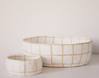 Large Plaster Grid Basket