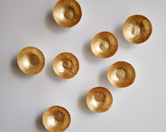 Collection of 8 Small Gold Paper Bowls