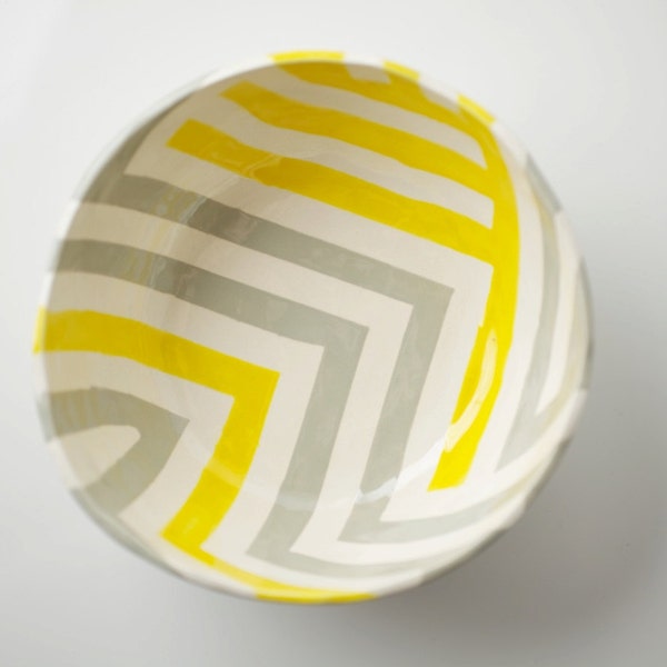 Grey & Yellow Zag Bowl