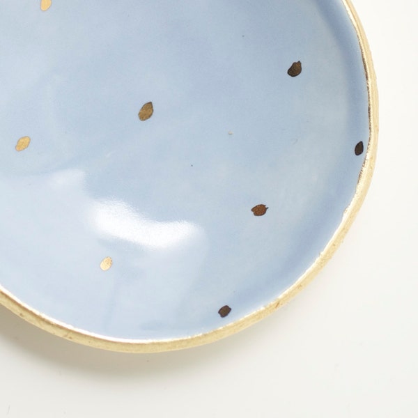 Periwinkle and Gold Dot Dish