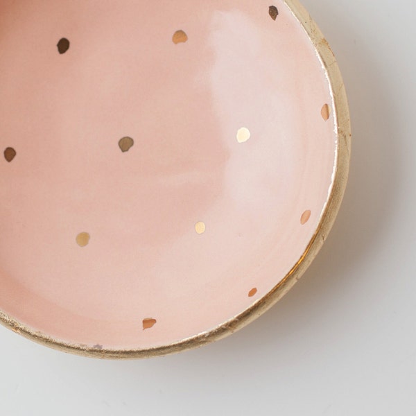 Peach and Gold Dot Dish