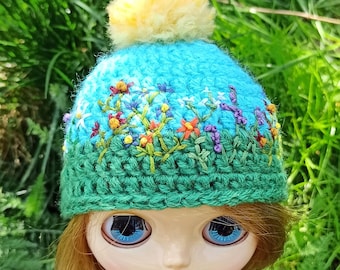 OOAK Embroidered hat for Blythe dolls