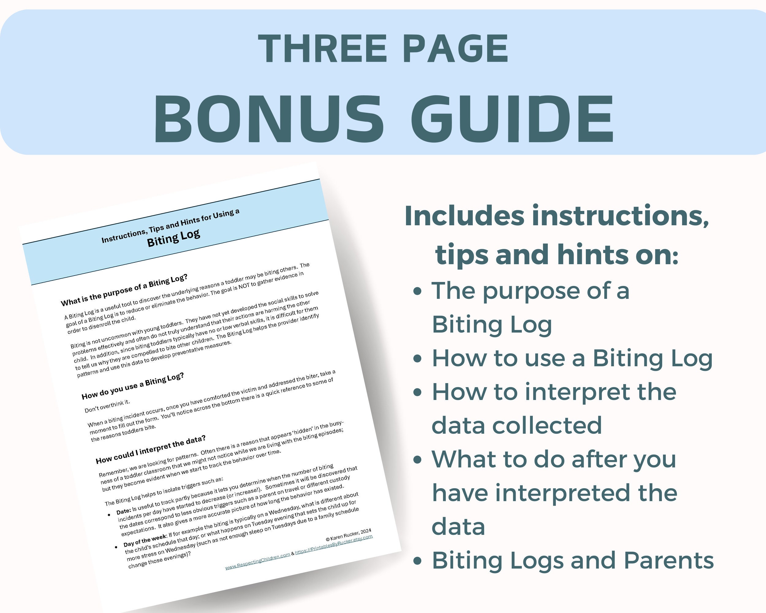 BITING LOG for Toddler Teachers With Bonus Guide and Biting Resources ...
