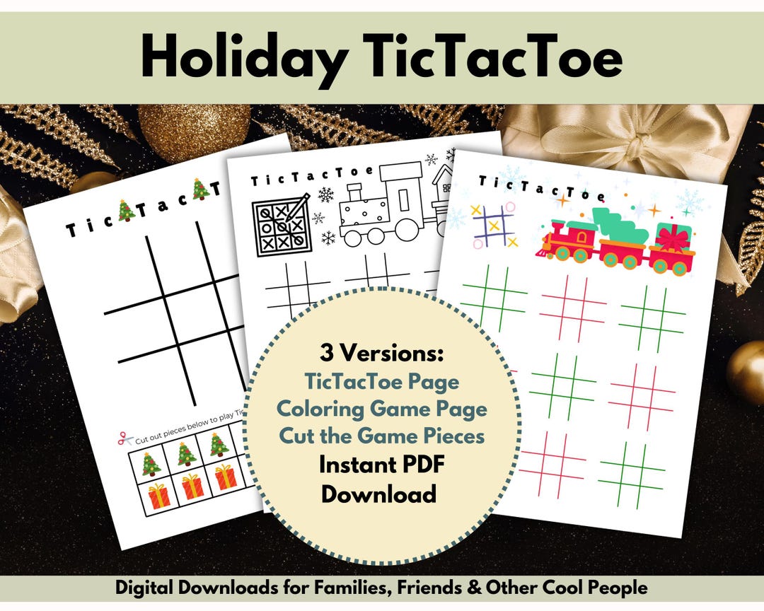 Christmas Tic Tac Toe Game, 3 Versions Printable, Holiday Tic Tac Toe ...