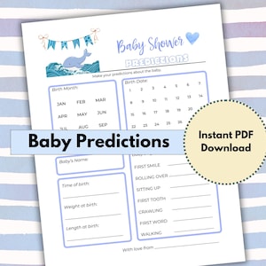 Jeu De Baby Shower Sur Le Thème Nautique, Prédictions Pour Bébé, Jeux Amusants Pour Baby Shower, Ahoy, C'est un garçon, Idées nautiques pour baby shower, Jeux de shower de baleine