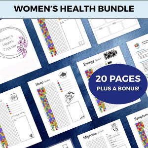 BUNDLE Womens Health Tracker, Daily Routine, Habit Tracker, Year in Pixels, Bullet Journal Idea, Planner Template, Printable Journal,
