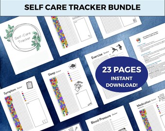 Self Care Tracker Bundle | Printable Wellness Journal and Habit Tracker | Daily Routine & Mental Health Planner | PDF Download