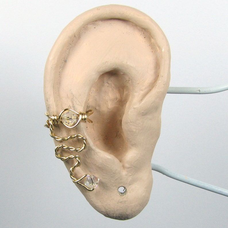 14k Gold Filled Ear Cuff Lobe Enhancer© Swarovski Crystal or Etsy