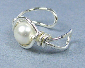 Pearl Ear Cuff Sterling Silver Swarovski Pearl, Gold or Rose Gold