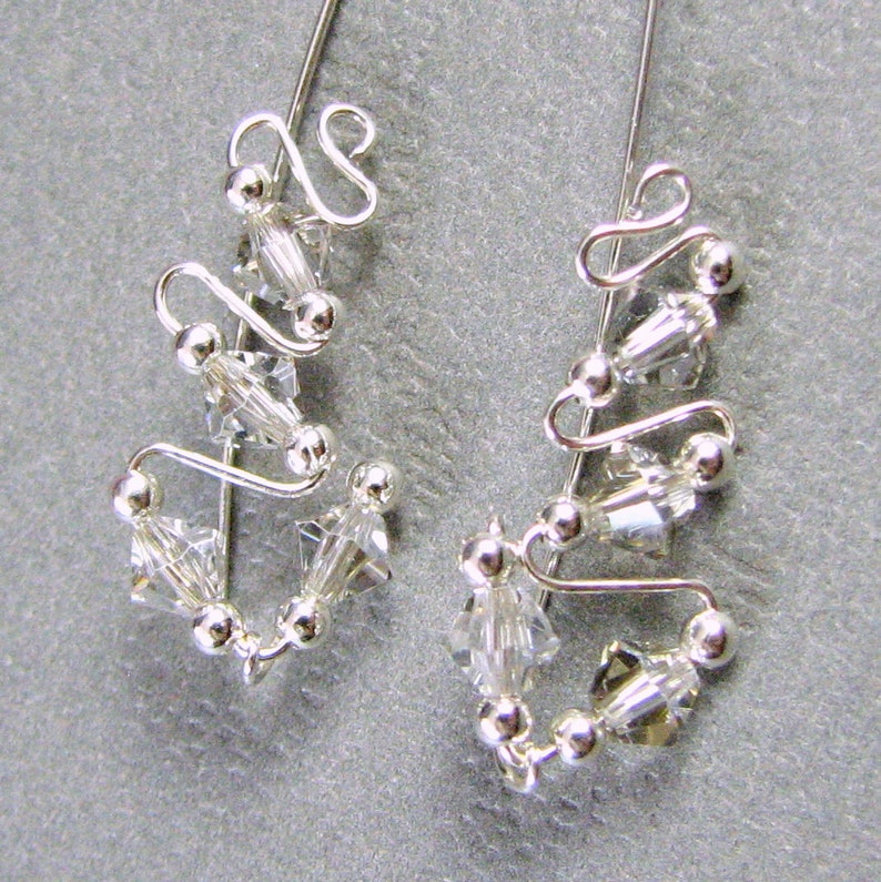 Climbers Ear Sweeps Sterling Silver Swarovski Crystal Silver Shade image 2