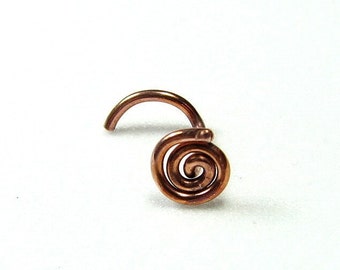 Nose screw stud - Copper Spiral 20 gauge
