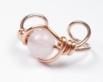 Ear Cuff 14k Rose Gold Filled and Rose Quartz jewelry - your choice of over 50 gemstones or crystals non pierced cartilage earring