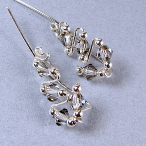 Climbers Ear Sweeps Sterling Silver Swarovski Crystal Silver Shade image 1