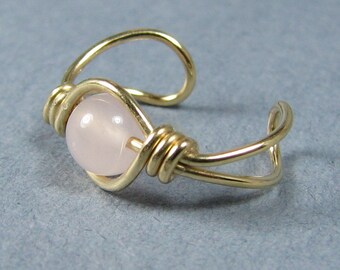 Ear Cuff 14k gold filled Ear Cuff Rose Quartz Gemstone Cartilage Earring Non Pierced Custom bead choice