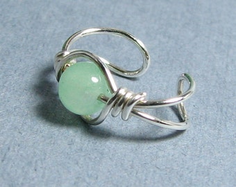 Green Aventurine Sterling Silver Ear Cuff