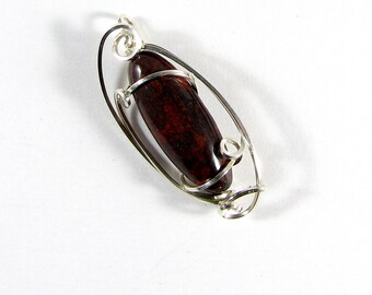 Petite Mahogany Obsidian and Sterling silver wire wrapped pendant