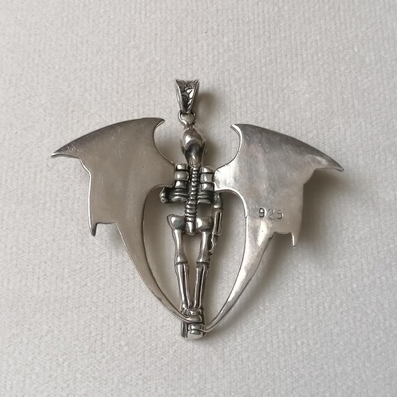 Winged Skeleton Sterling Silver Pendant Articulat… - image 6