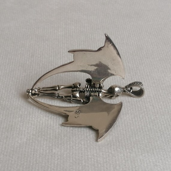 Winged Skeleton Sterling Silver Pendant Articulat… - image 8