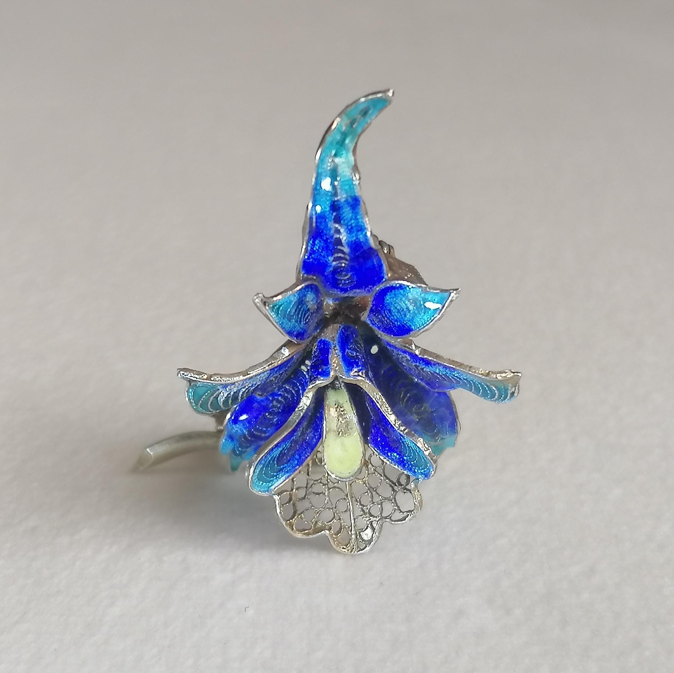 Mazer Vintage Argent Sterling Orchidée Fleur Strass Broche