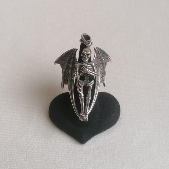 Winged Skeleton Sterling Silver Pendant Articulat… - image 10