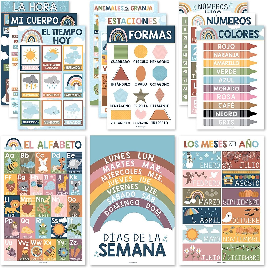 12 Boho Spanish Posters for Classroom Decorations for Preschool ...