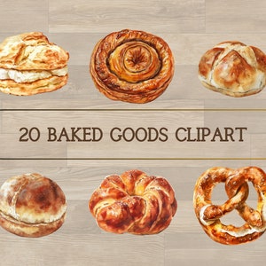 Immagine di prodotti da forno freschi Clipart digitale l Adesivo di design delizioso dessert da forno l Sfondo trasparente l Diario di scrapbooking commerciale