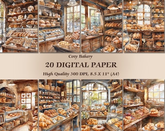 Cozy Bakery Design Digital Paper l Printable Bake Shop Image Background l Downloadable Baking Store Wallpaper art l Commercial Scrpabooking