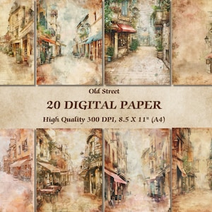 Carta digitale dal design caldo della vecchia strada l Carta da parati stampabile con texture vintage grunge l Atmosfera calma Immagine di sfondo l Journaling commerciale