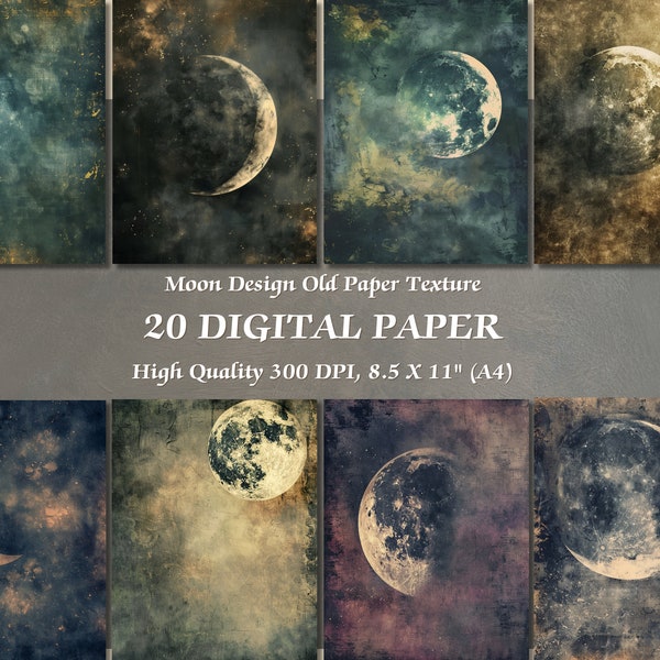 Moon Light in Dark Sky Digital Paper l Printable Calm Atmosphere Design Wallpaper l Downloadable Night Image Background l Commercial Journal