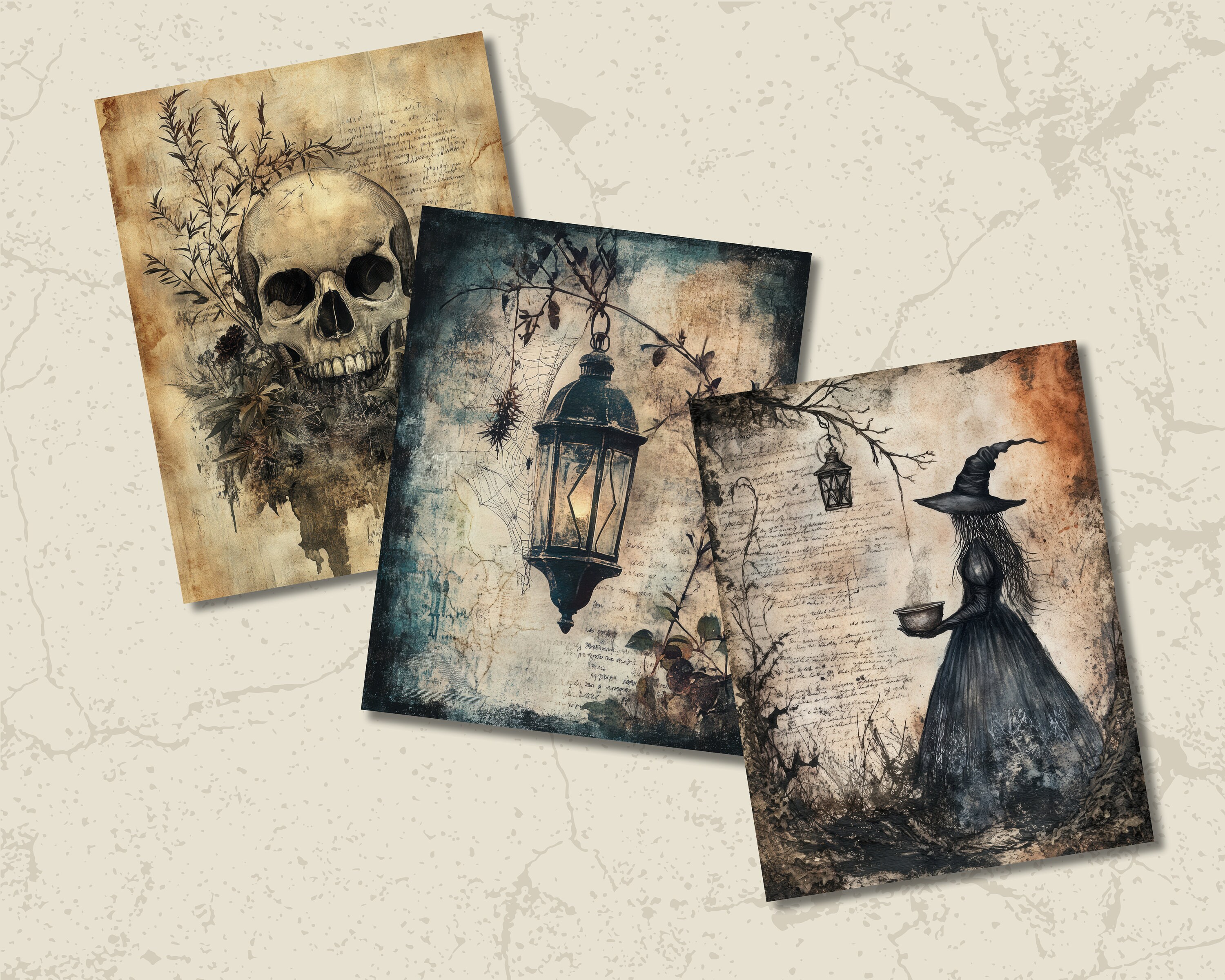 Vintage Spooky Atmosphere Digital Paper L Printable Gothic Halloween ...