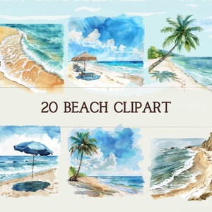 Summer Beach Design numérique Clipart l imprimable océan autocollant fond Transparent l image mer téléchargeable indésirable journalisation Scrapbook