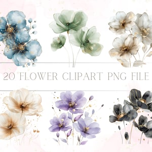 Fleur aquarelle abstraite de luxe Clipart numérique l Fichier image clipart floral romantique l printemps chaud Journal ensemble de décorations de cartes de scrapbooking