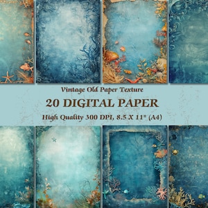 Ambiance calme sous la mer Design papier numérique vintage l Imprimable océan Design Texture ancienne l Téléchargement instantané l Journal de scrapbooking commercial