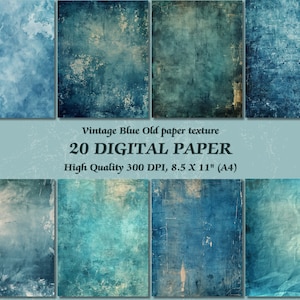 Carta digitale tonalità blu vintage l Carta da parati stampabile color oceano con texture vecchia l Sfondo scaricabile della pagina vuota vuota l Uso del diario spazzatura