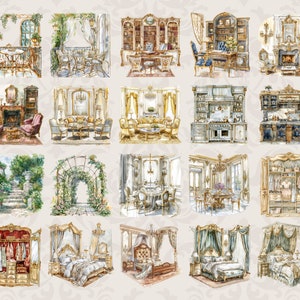 Luxury Victorian House Digital Clip Art L Printable Vintage Room Design ...