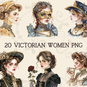 Luxe Victoriaanse vrouwen digitale clipart l afdrukbare elegantie mooi meisje ontwerp sticker l transparante achtergrond l ongewenste dagboek plakboek