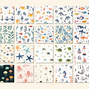 Cute Ocean Design Seamless Pattern L Adorable Sea Animal Digital Paper ...