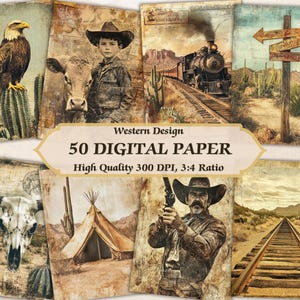 Papier numérique vintage de Style occidental l Page vieilli vieilli imprimable Texture vieillie l Fond désert vieilli l Scrapbooking Junk Journal Decor