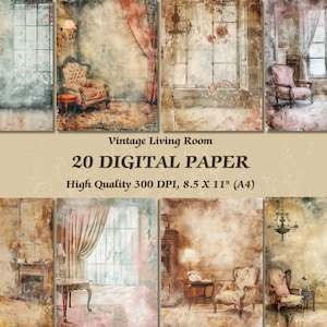Design romantico soggiorno Carta digitale l Stampabile Vecchia carta Texture Casa Carta da parati arte l Sfondo di lusso scaricabile Uso commerciale