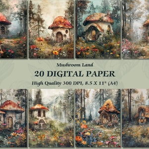 Terra dei funghi nella foresta Carta digitale l Carta da parati stampabile con atmosfera calma e albero l Pagina scaricabile Commercial Junk Journaling Scrapbooking