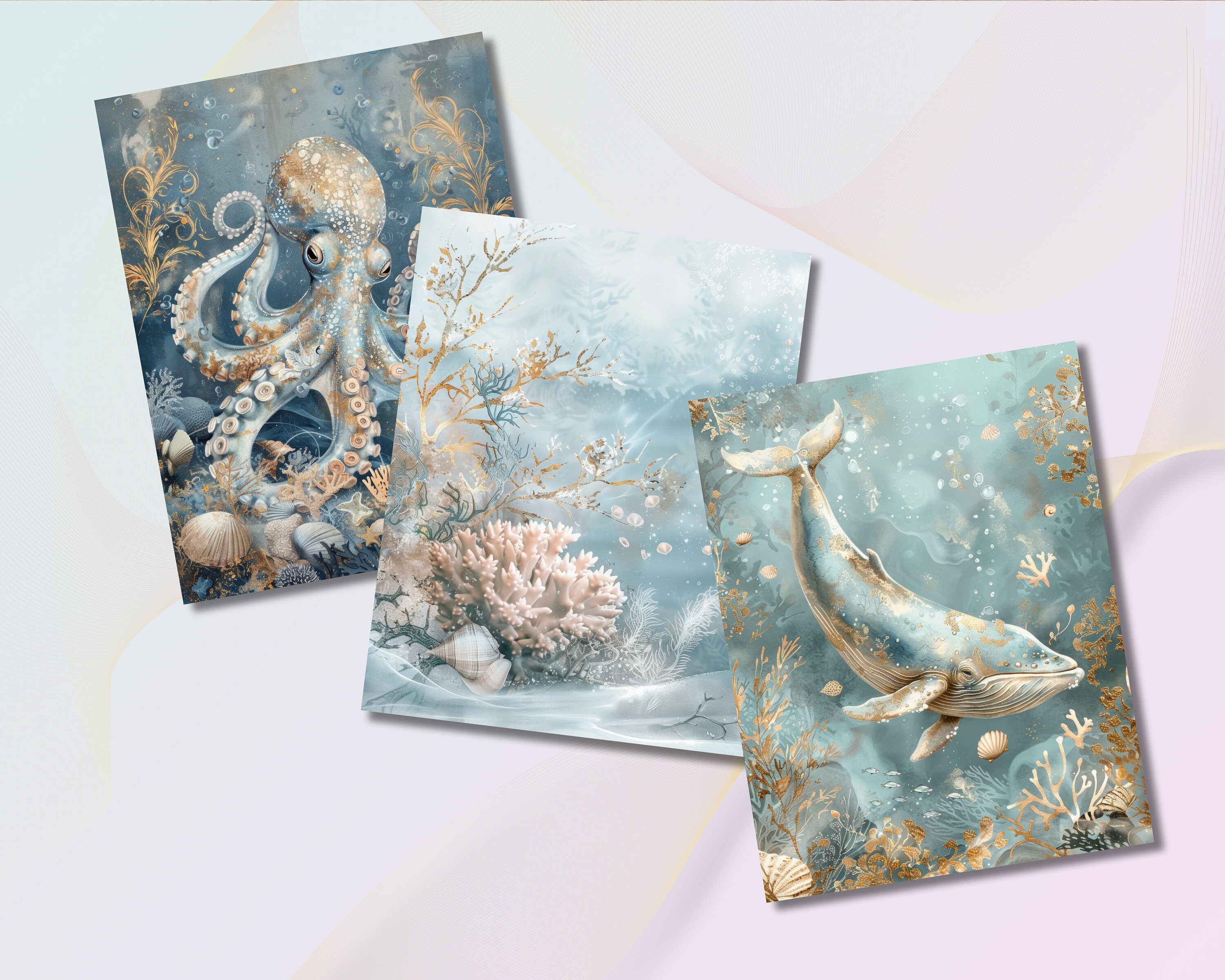 Dreamy Underwater Design Digital Paper L Printable Blue Ocean Wallpaper ...