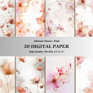 Romántico abstracto rosa flor diseño papel digital l imprimible acuarela floral fondo de pantalla l primavera cálido estado de ánimo comercial personal