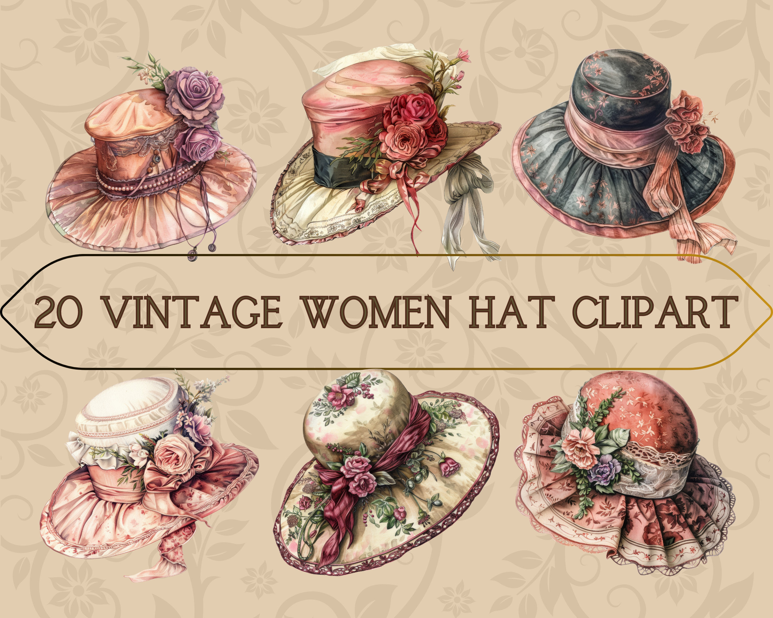 Old Vintage Women Hat Digital Clipart Image L Transparent
