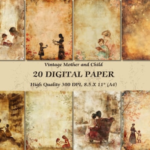 Textura antiga mãe e filho design papel digital l vintage imprimível mãe e filho fundo papel de parede l comercial scrapbooking diário