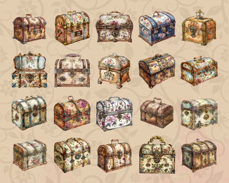 Treasure Box Design Old Texture Vintage Treasure Box Design Digital Clipart Image L ...